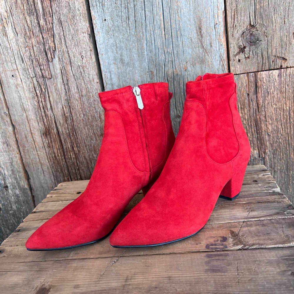 Sam Edelman Red Suede Ankle Boots